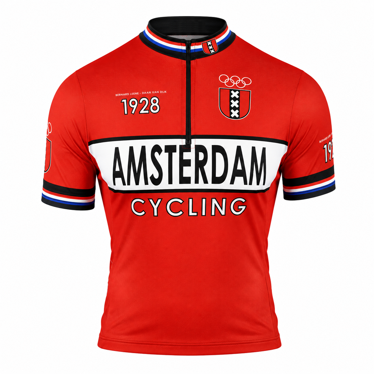 Vintage Amsterdam Wielershirt Rood – Klassiek Retro Fietsshirt