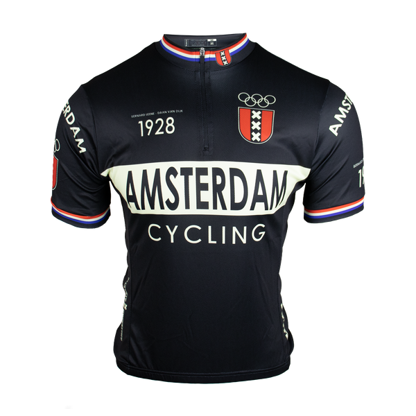 Amsterdam Wielershirt Zwart | Vintage Retro Cycling Jersey
