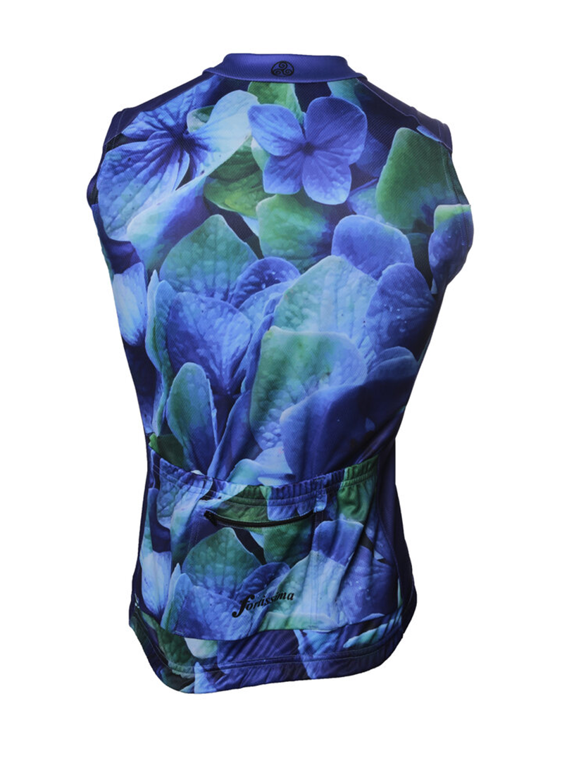 Mouwloos wielershirt Flowers Hortensia – Zomers fietsshirt met bloemenprint