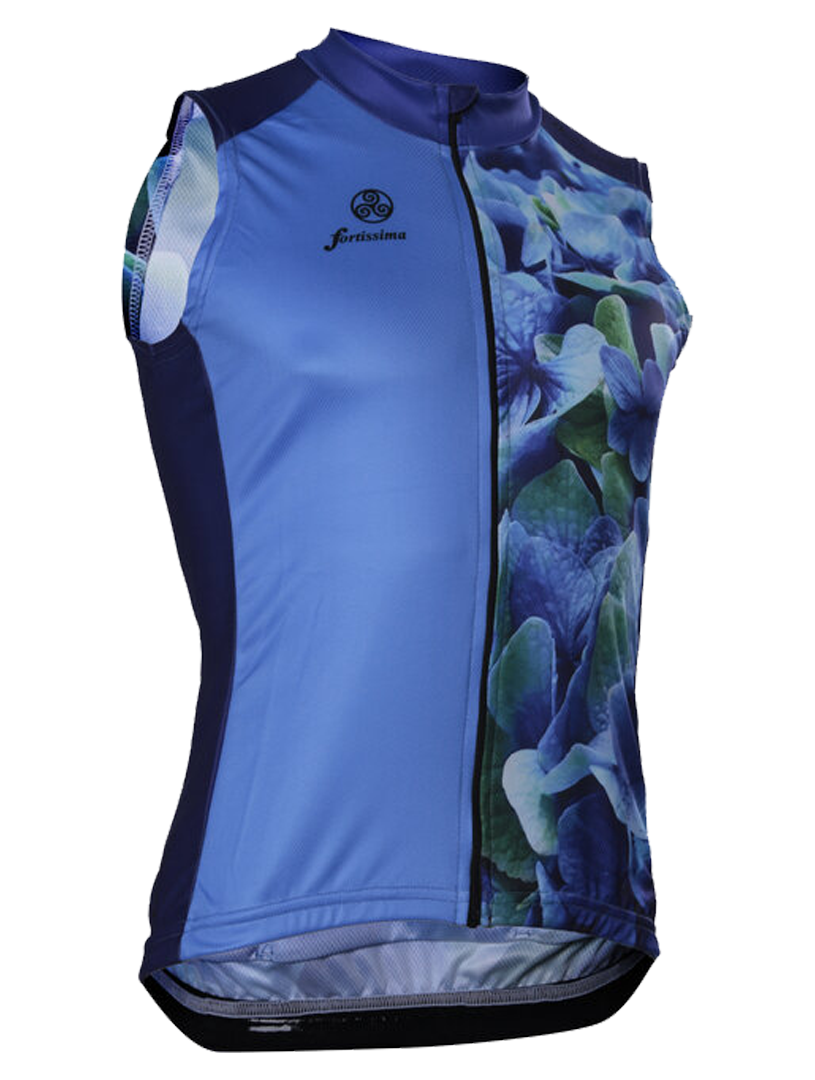 Mouwloos wielershirt Flowers Hortensia – Zomers fietsshirt met bloemenprint