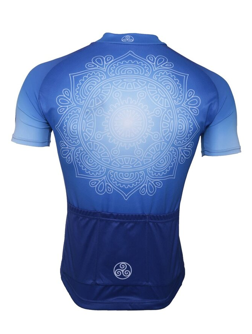 Mandala Blauw dames wielershirt – Fietsshirt met blauw mandala design