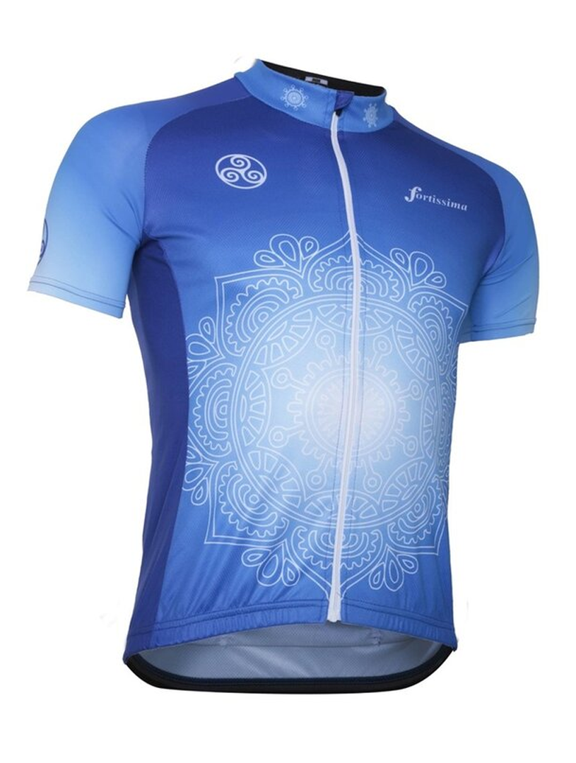 Mandala Blauw dames wielershirt – Fietsshirt met blauw mandala design