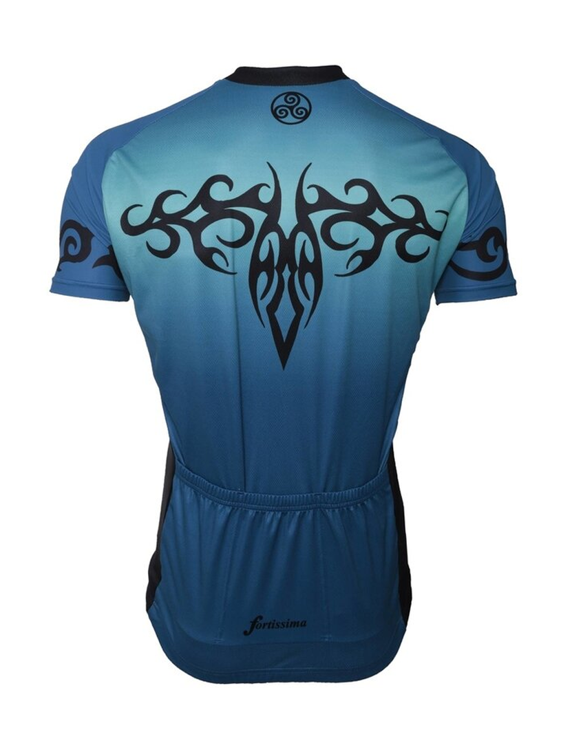 Tribal Aqua wielershirt – Fietsshirt met blauw tribal design