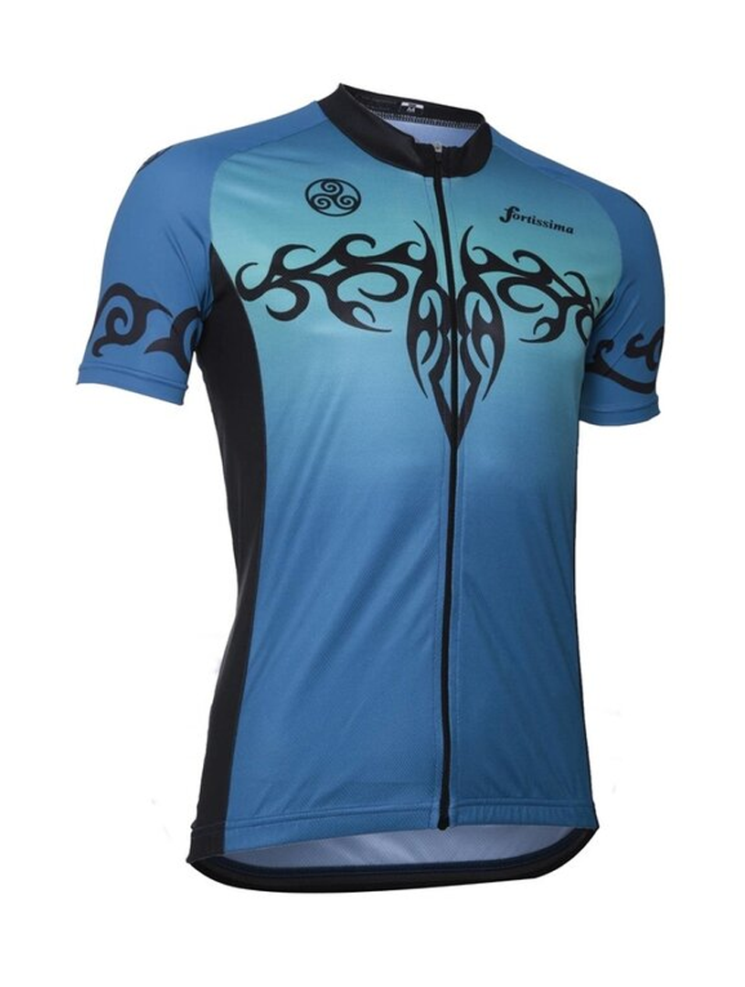 Tribal Aqua wielershirt – Fietsshirt met blauw tribal design