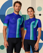 Retro Bauhaus wielershirt korte mouw heren en dames - op model