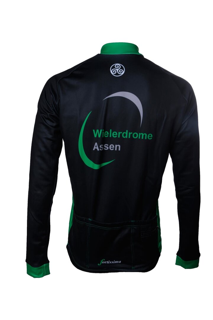 Wielerdrome wielerjack – Zwart-groen fietsjack met strak sportief design van het merk Fortissima