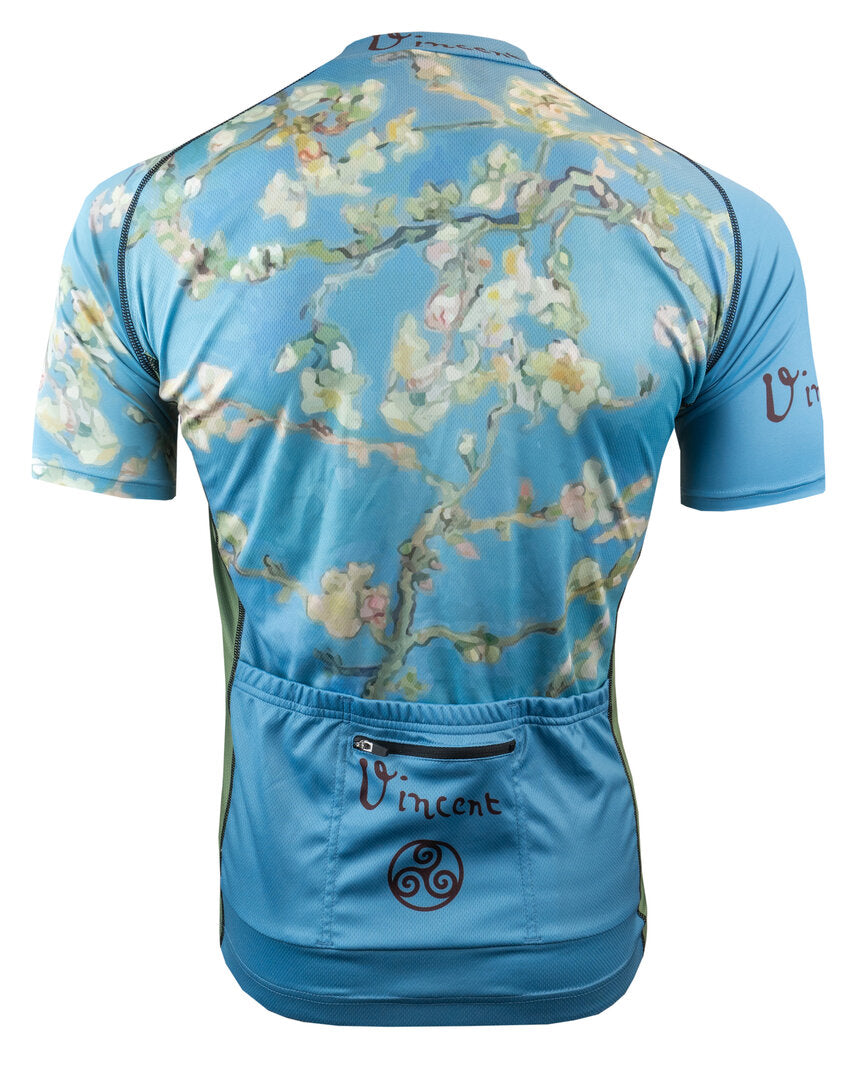 Van Gogh Amandelbloesem wielershirt – Fietsshirt met kunstzinnig bloemenontwerp geïnspireerd op Vincent van Gogh
