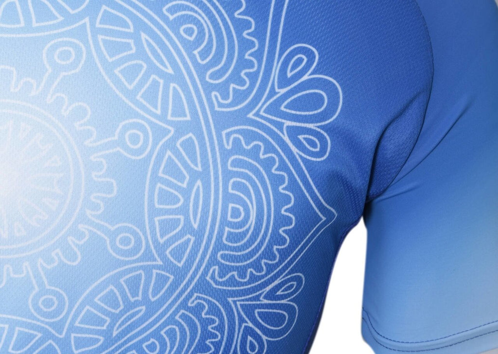 Mandala Blauw dames wielershirt – Fietsshirt met blauw mandala design