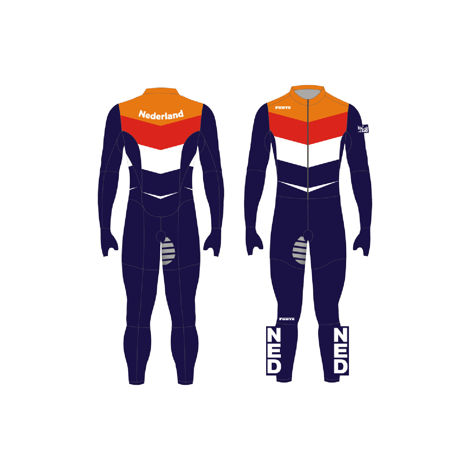 KNSB - Short Track Lycra Suit - Unisex - Masters - Red/White/Blue