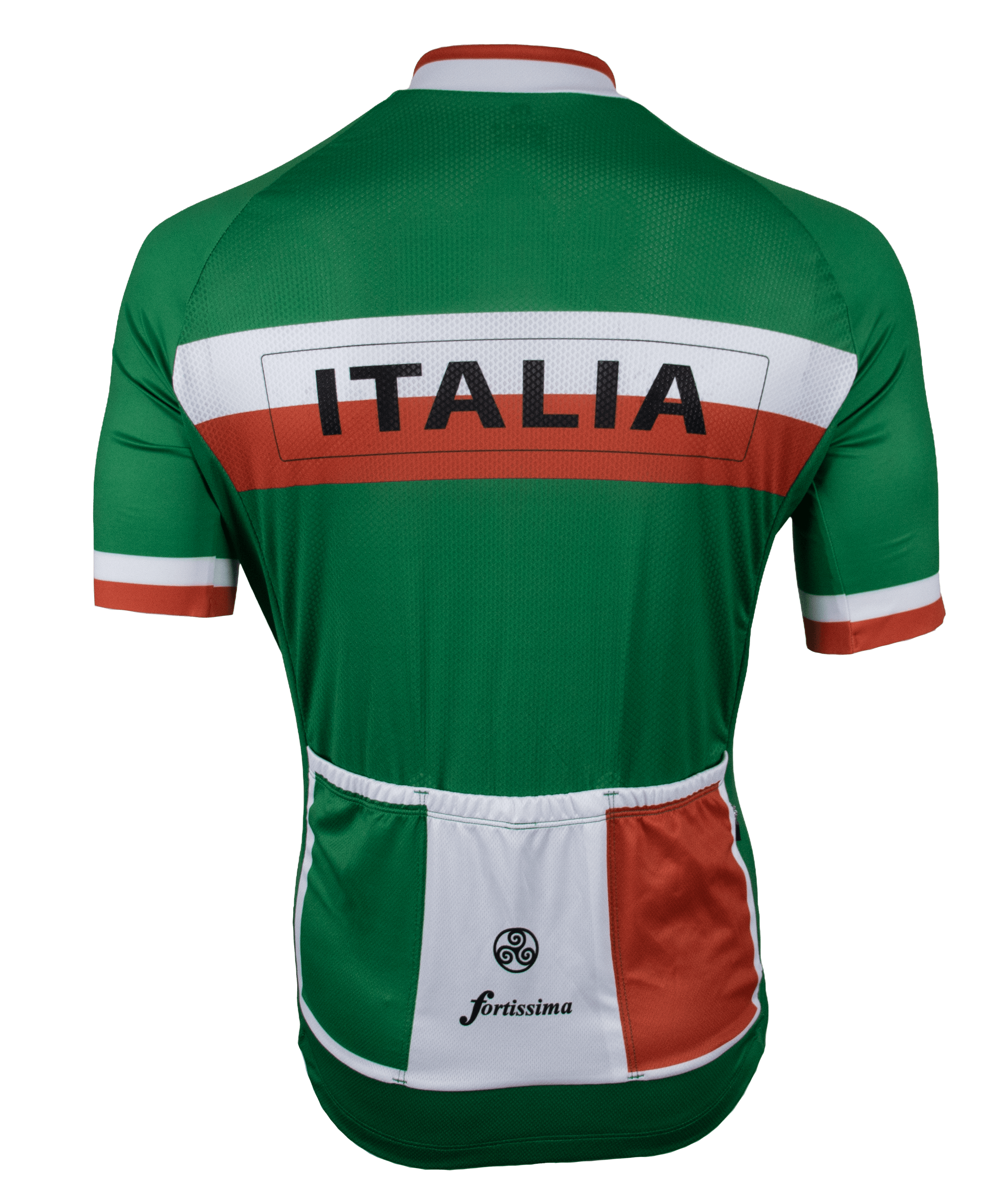 Achterzijde Retro Italia fietsshirt met drie achterzakken en ritszakje
