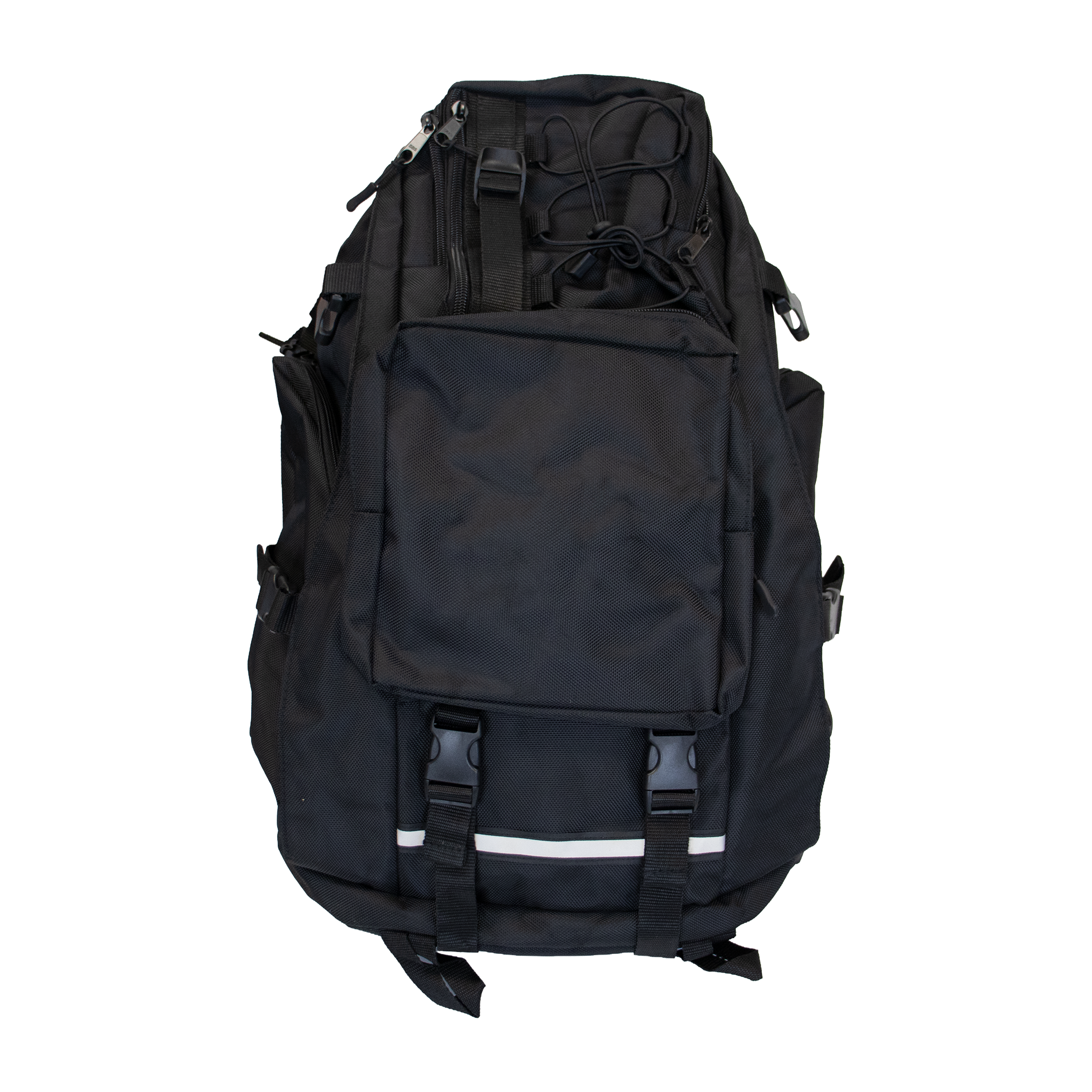 Multifunctionele zwarte rugtas met opbergvakken en verstelbare draagbanden