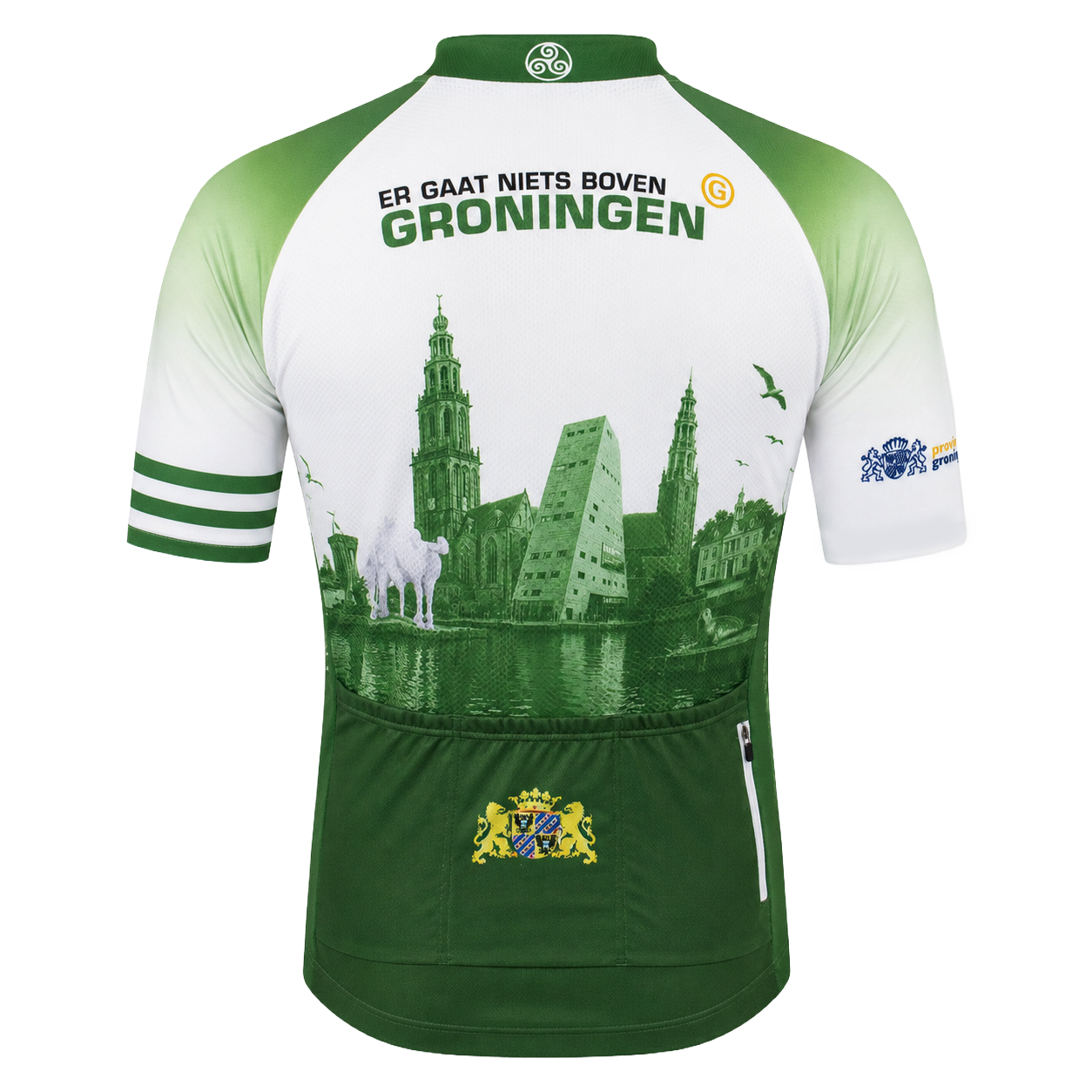 Groningen cycling jersey korte mouw voor dames en heren – ademend wielershirt met achterzakken en uniek Groningen design