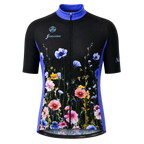 Wielershirt korte mouw heren en dames - bloemenpatroon - flowers korte mouw fietsshirt