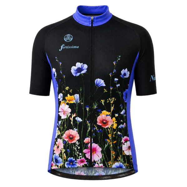 Wielershirt korte mouw heren en dames - bloemenpatroon - flowers korte mouw fietsshirt