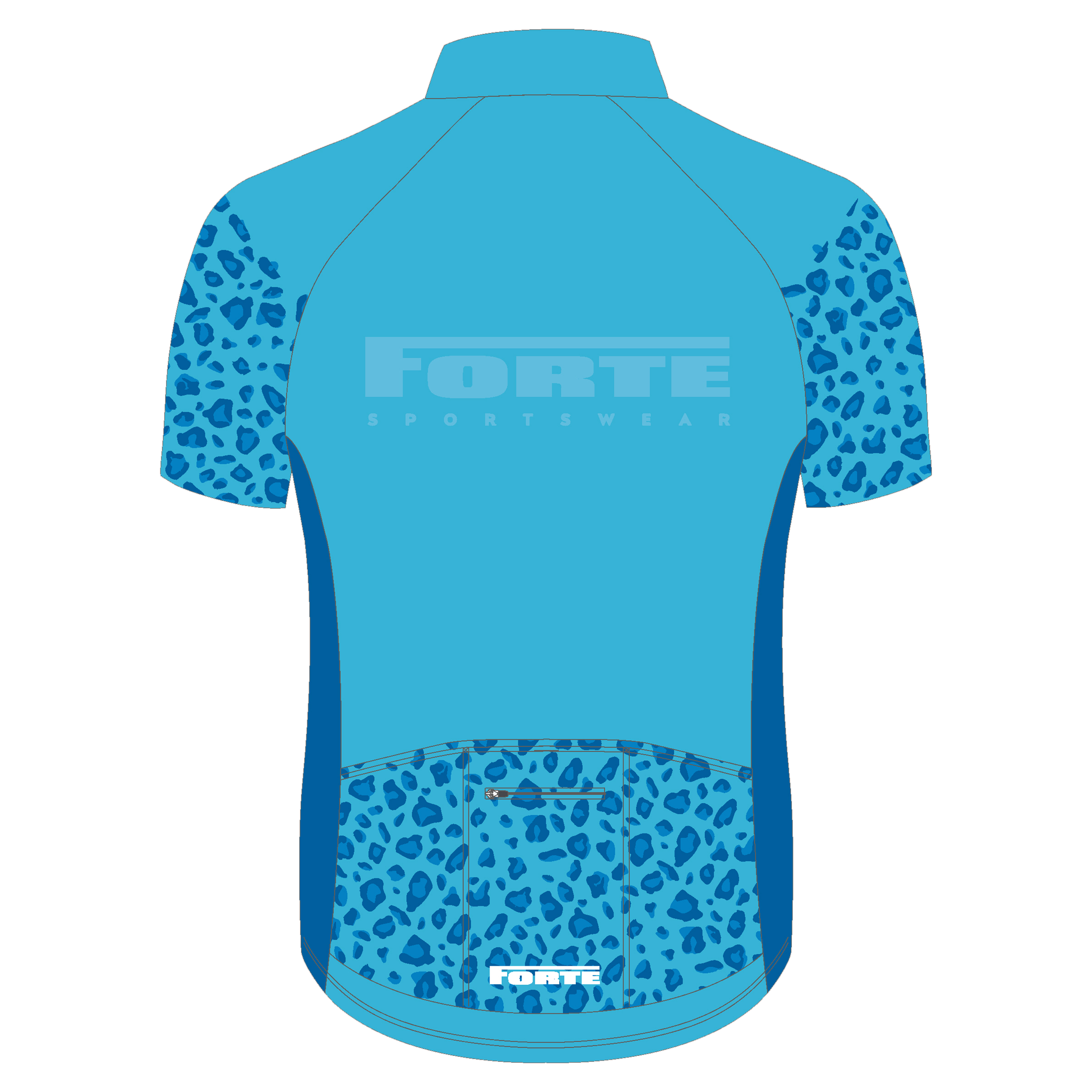 Wielershirt blauw camo design - uniek wielershirt - lichtblauw met donkerblauw