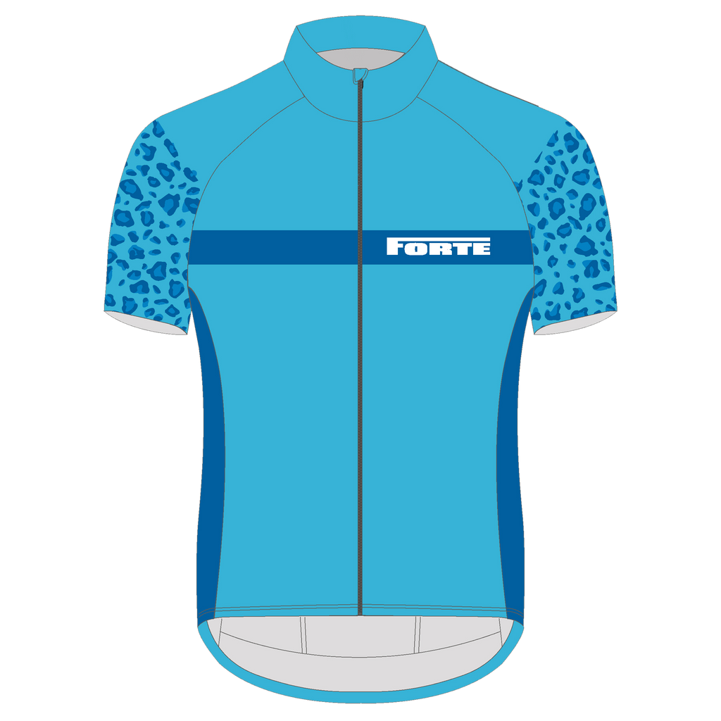 Wielershirt blauw camo design - uniek wielershirt - lichtblauw met donkerblauw