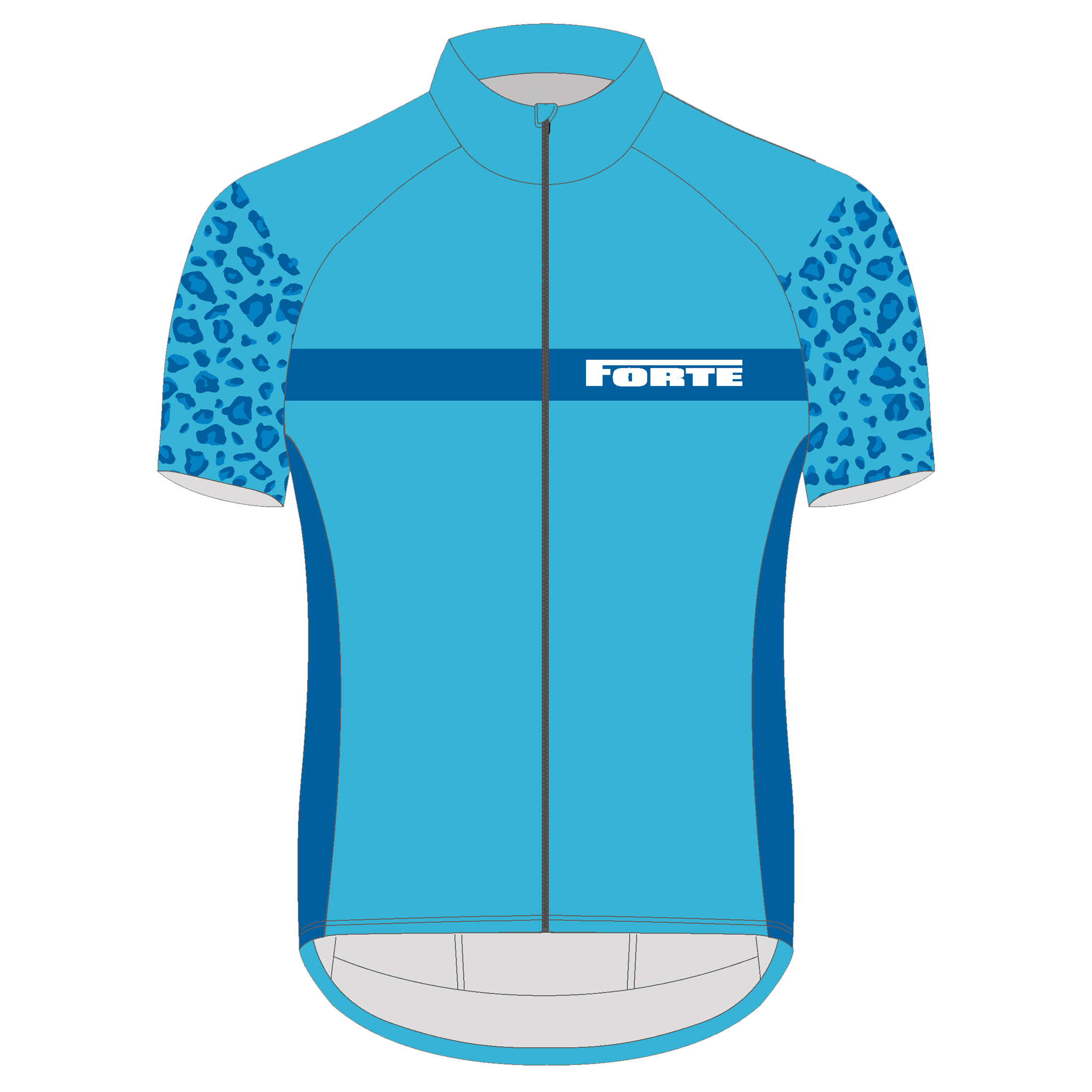 Wielershirt blauw camo design - uniek wielershirt - lichtblauw met donkerblauw