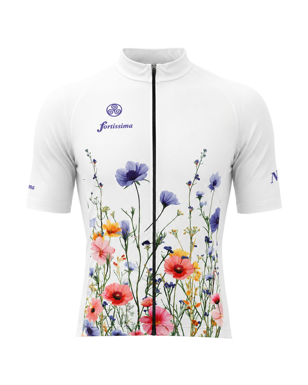 Wild Flowers wielershirt heren en dames met kleurrijk bloemenpatroon