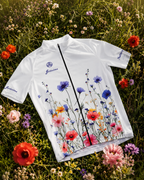 Wild Flowers wielershirt heren en dames met kleurrijk bloemenpatroon