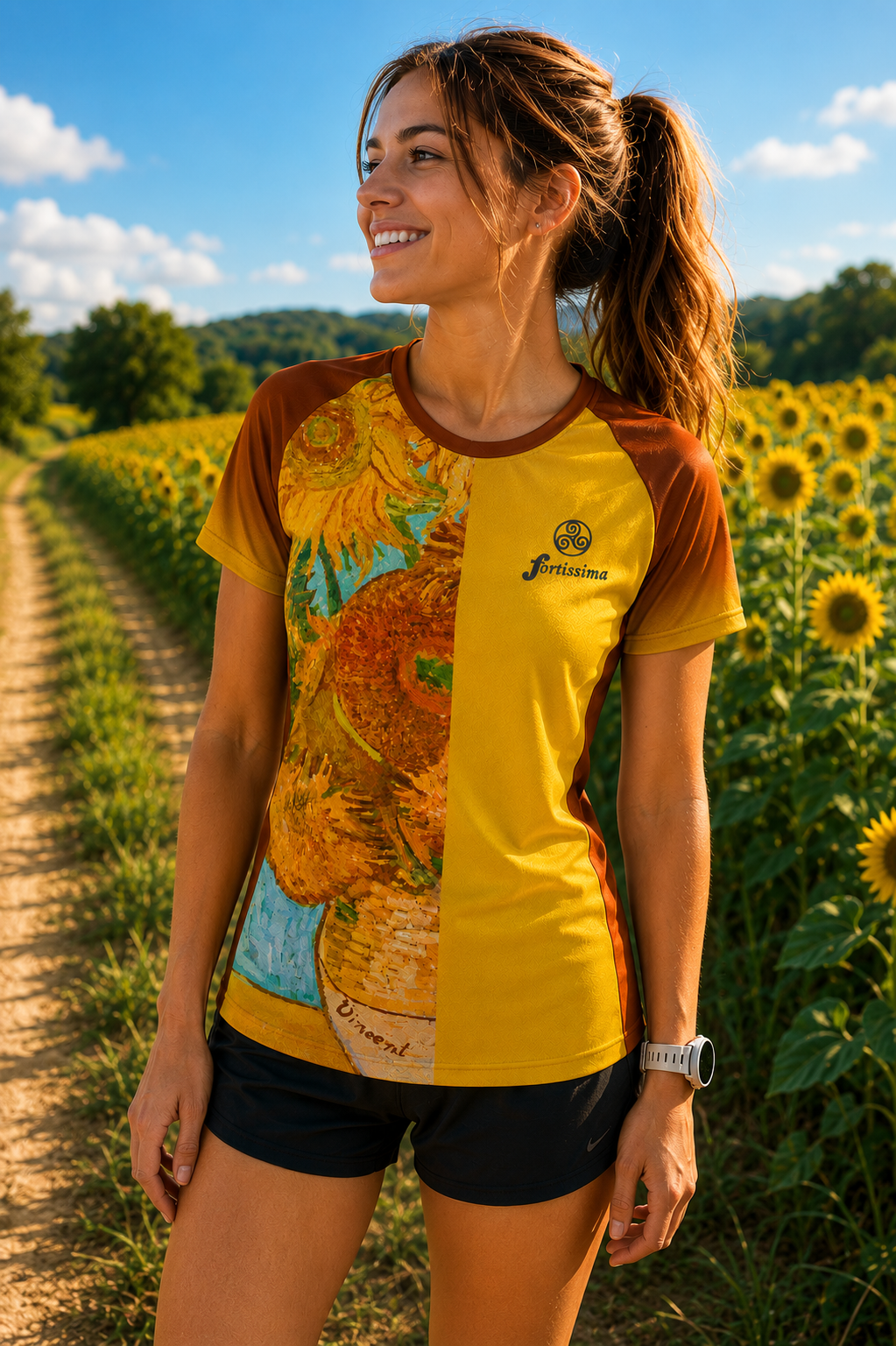 Fortissima Sportshirt Dames - Zonnebloemen