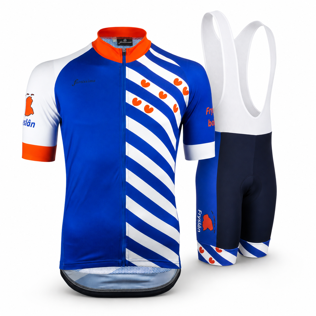 Friesland wielerset heren met wielershirt korte mouw en koersbroek
