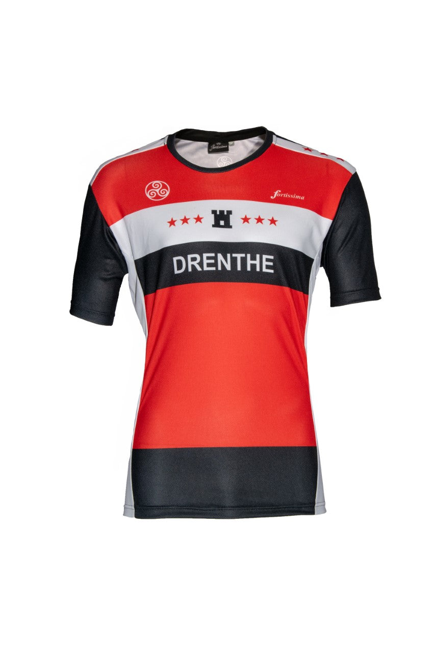Team Drenthe sportshirt – Ademend hardloopshirt met Drentse vlag kleuren