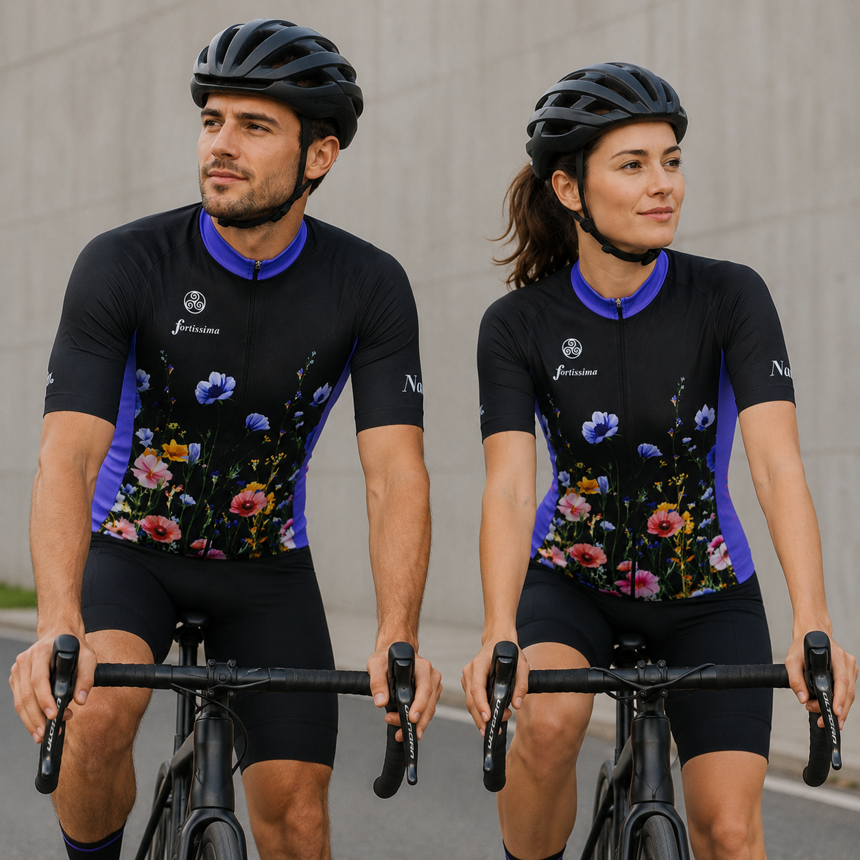 wielershirt flowers - bloemen - op model