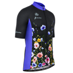 Wielershirt korte mouw heren en dames - bloemenpatroon - flowers korte mouw fietsshirt