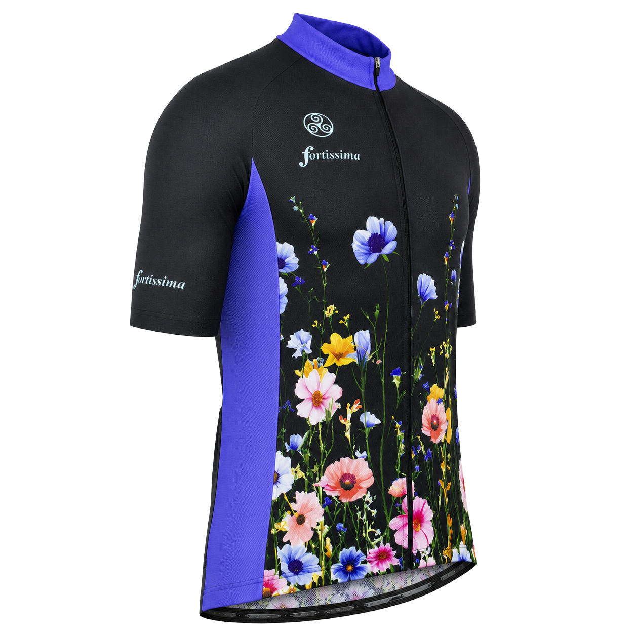 Wielershirt korte mouw heren en dames - bloemenpatroon - flowers korte mouw fietsshirt